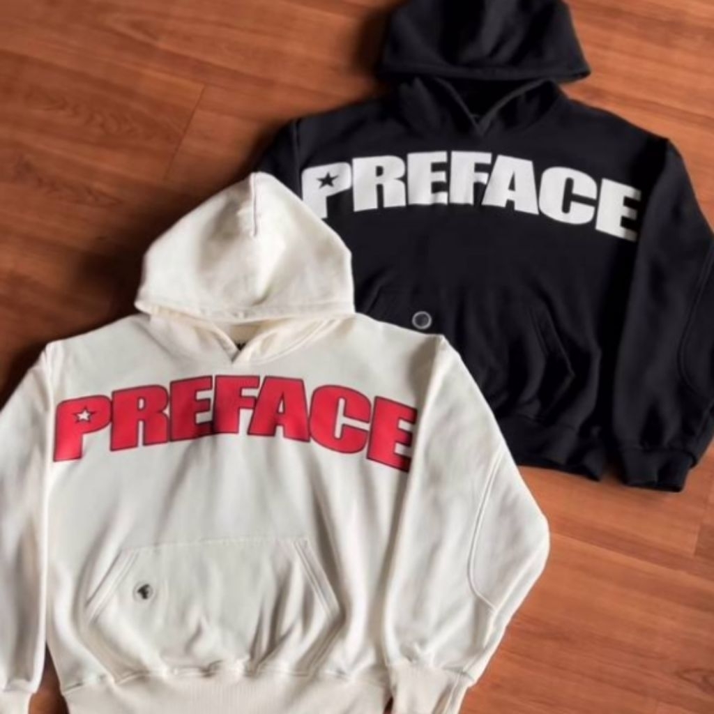 PREFACE [100% ORIGINAL] Zipper Black Hoodie | Starlined Black | Starlined White | University Class