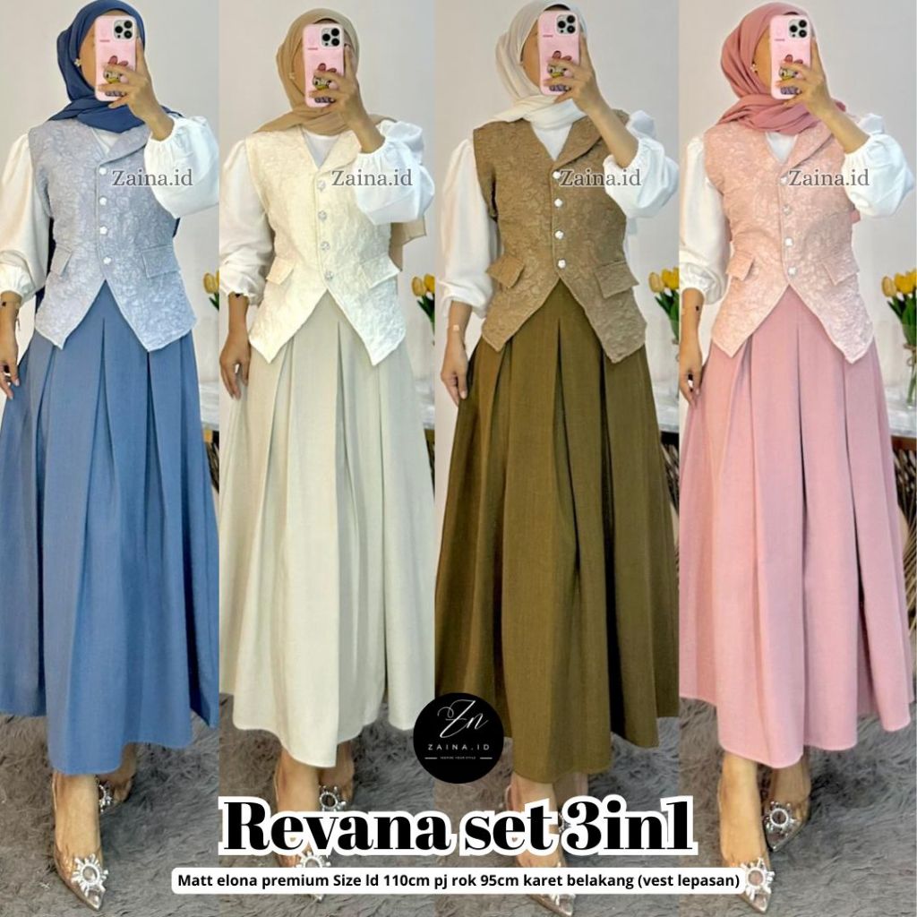 Pakaian Wanita REVANA SET 3IN1 Trend FASHION HQ From Zn