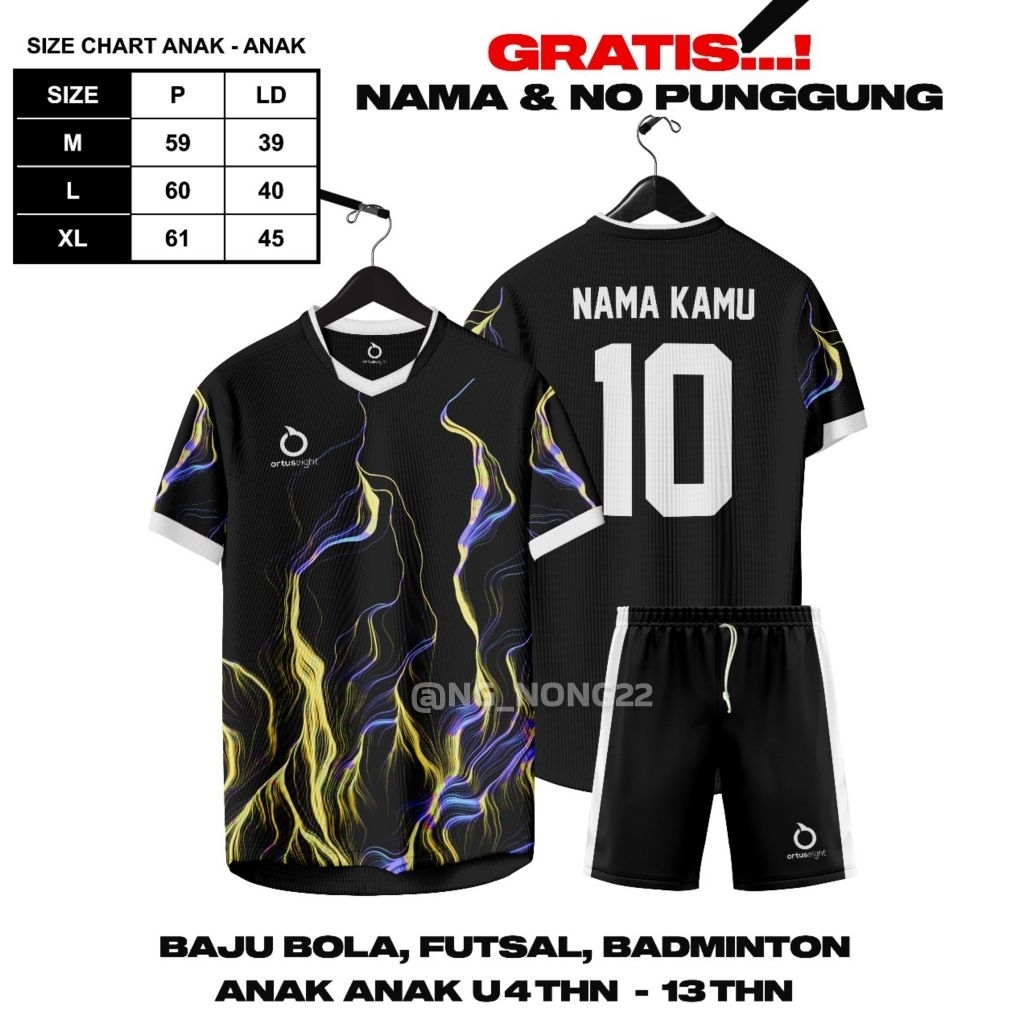 SET BAJU FUTSAL BOLA BADMINTON ANAK ANAK FREE SABLON