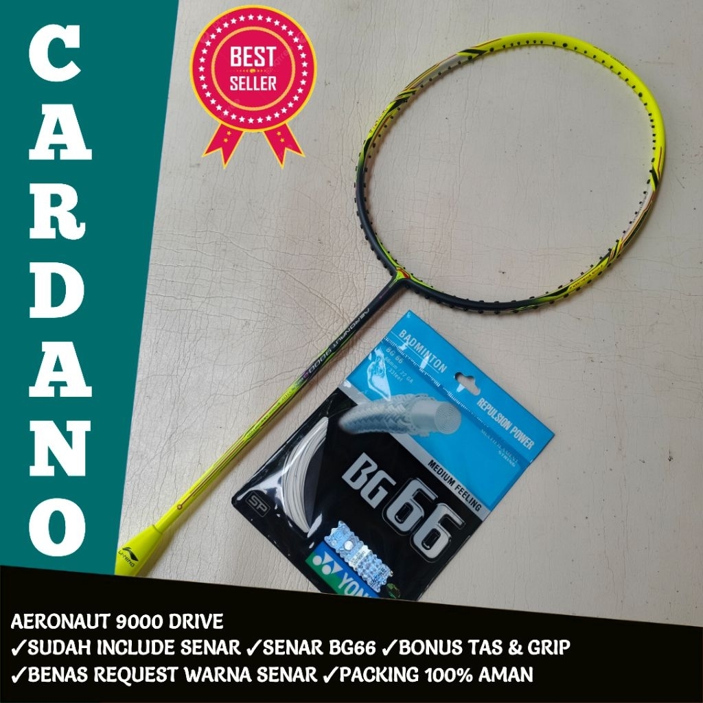 Raket Badminton Aeronaut 9000d Fulset Siap Pakai 30Lbs