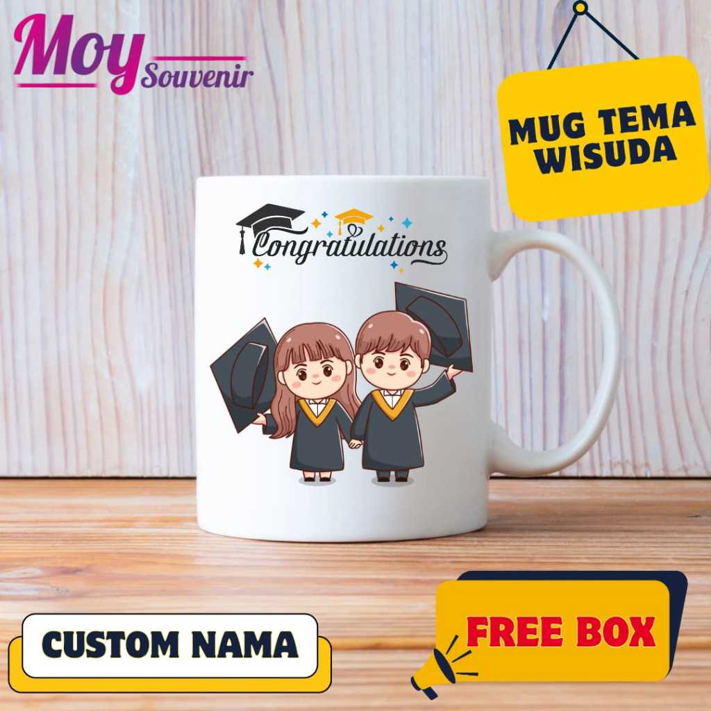 GELAS MUG WISUDA COUPLE - CUSTOM NAMA