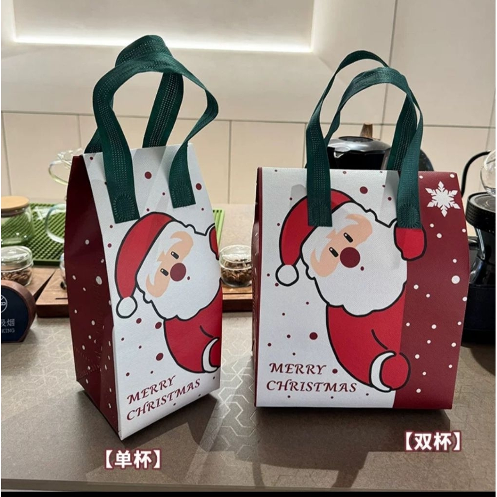 Tas Natal Botol 1 liter Tas Natal 2 jar 750-800ml Box Natal 2 jar 1000ml Natal Tas Lucu Natal Paperb