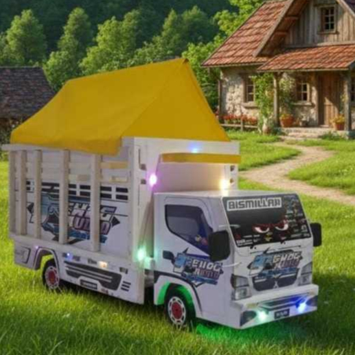 Miniatur truk oleng bahan full kayu ukuran jumbo pintu belkang bisa dibuka bisa pasang foto dan nama