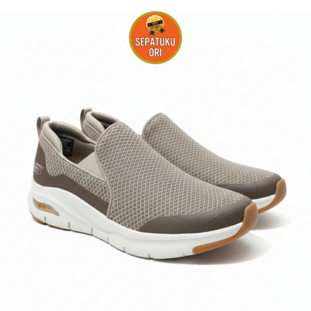SEPATU PRIA SKECHERS ARCH FIT BANLIN TAUPE NEW ORIGINAL BNIB