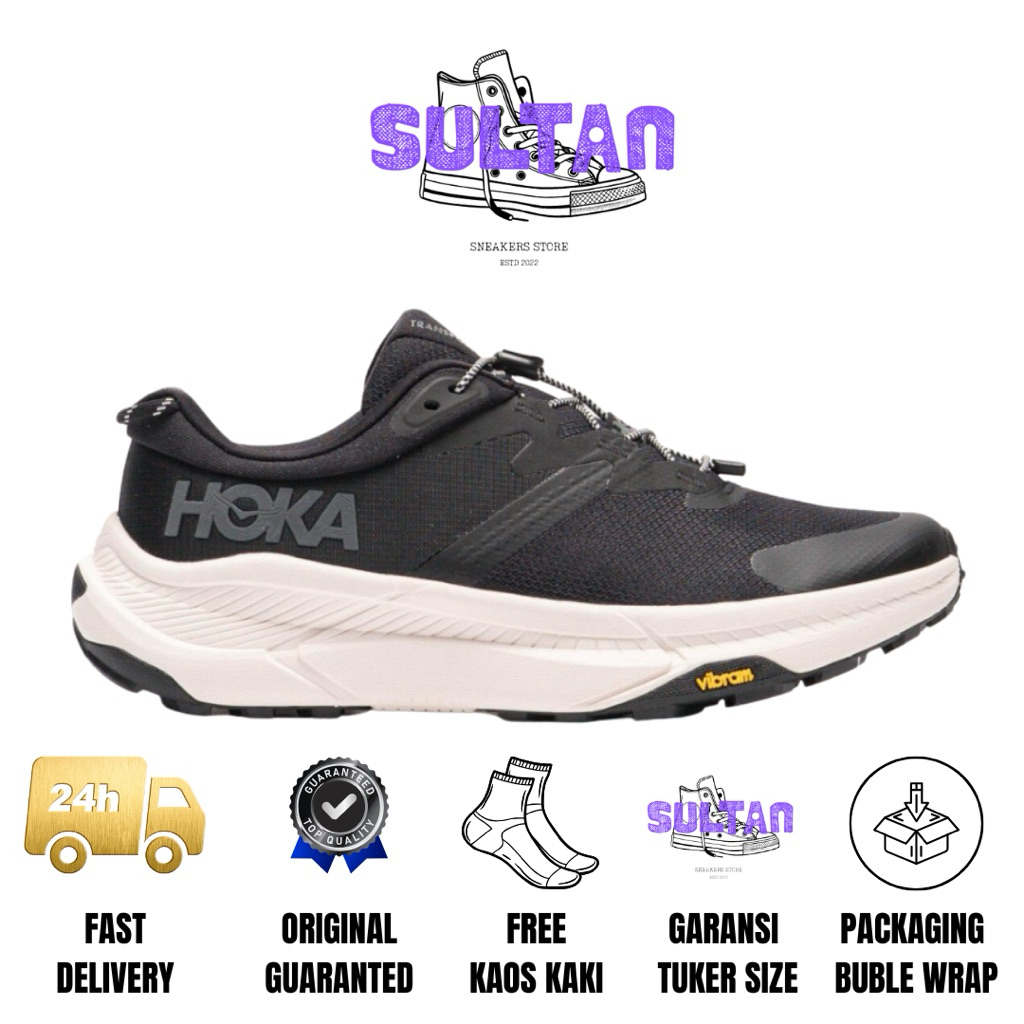 Sepatu Trail Run Hoka Transport Black Alabaster Original