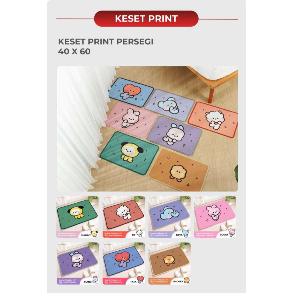 KINTAKUN Keset Print Persegi BT21 Edition 40 x 60 cm BT21 KOYA