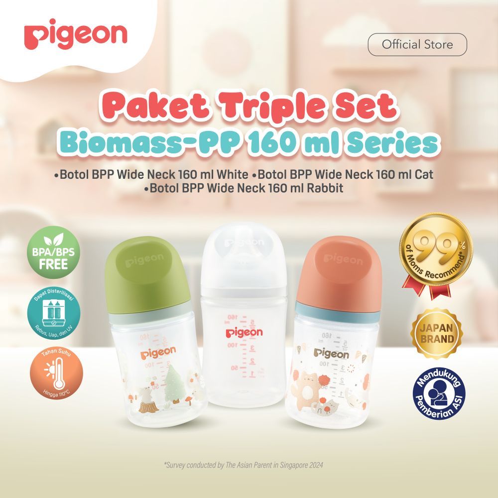 [TRIPLE SET] PIGEON BOTOL BIOMASS-PP 160ML W/SOFTTOUCH NIPPLE DOT SERIES | PILIH VARIASI | ANTI KOLI