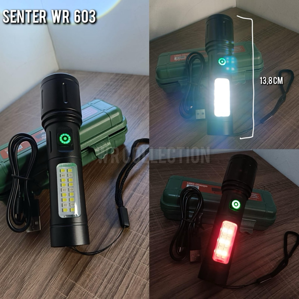 Senter / Senter lampu pertahanan diri / Senter box hijau / Senter multifungsi / Senter WR-603 / XPE+
