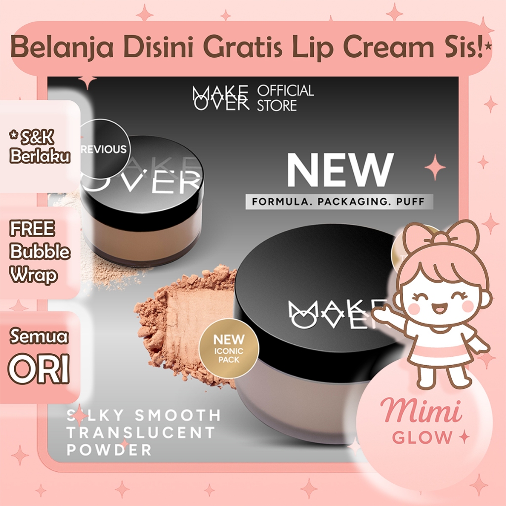 MAKE OVER Silky Smooth Translucent Powder Bedak Tabur Loose Transparan 35g Makeover *MIMIGLOW*