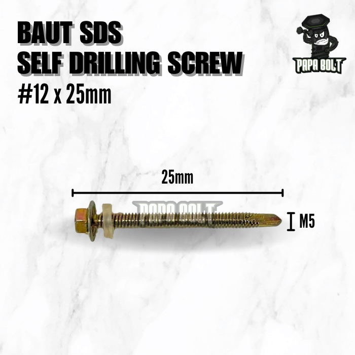 Baut Drilling SDS Screws Roofing #12 x 25mm (1") Self Drilling Screw