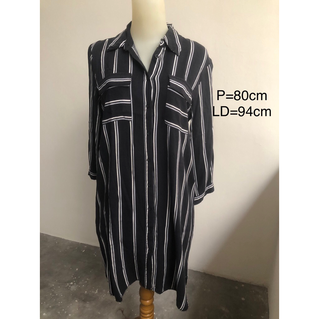 [PRELOVED PRIBADI] Kemeja wanita | Kemeja salur | Kemeja katun | Tunik salur | Kemeja preloved bagus