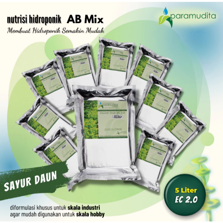 10 Pack AB Mix Sayur Daun 5 Liter Nutrisi Hidroponik Paramudita