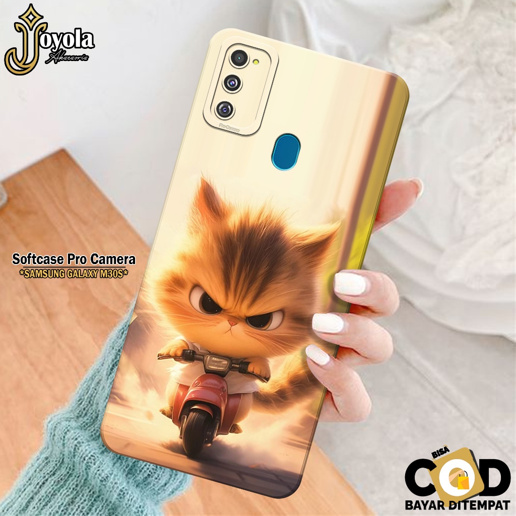 JOYOLA Case Samsung Galaxy M30S - Fahion Case Kucing - Softcase Samsung Galaxy M30S - Pro Camera - C
