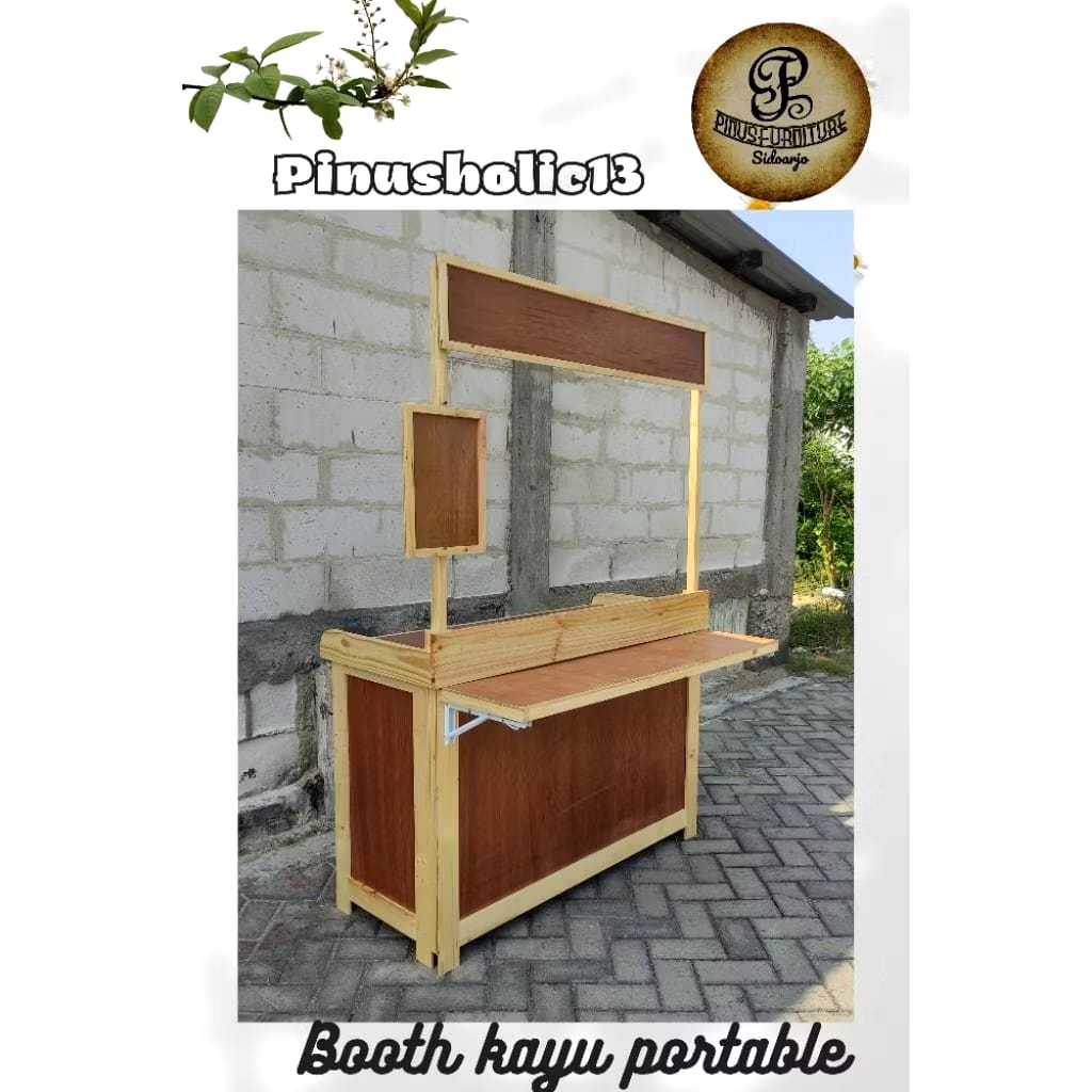 Booth portable 120cm / Booth portable kayu / Booth jualan portable / Meja jualan bongkar pasang / Me