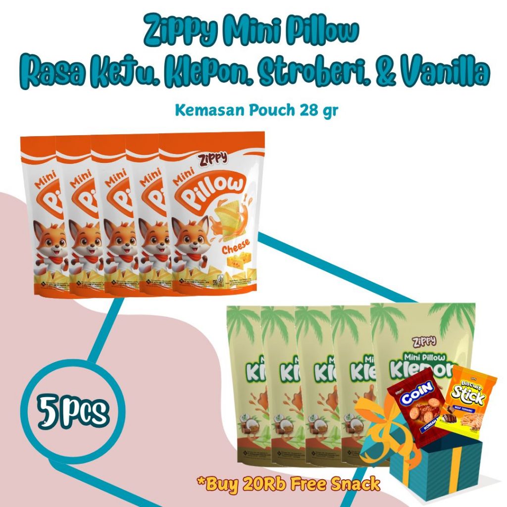 ZIPPY MINI PILLOW Biskuit Kemasan Pouch 28 Gr - Isi 5
