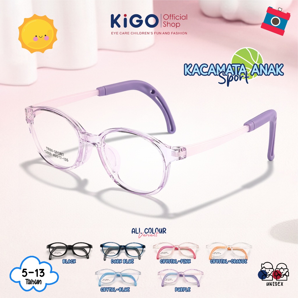 KIGO Kacamata Anak Blueray Photochromic Myopia Minus Material TR90 Unisex Fashionable Terbaru 12609