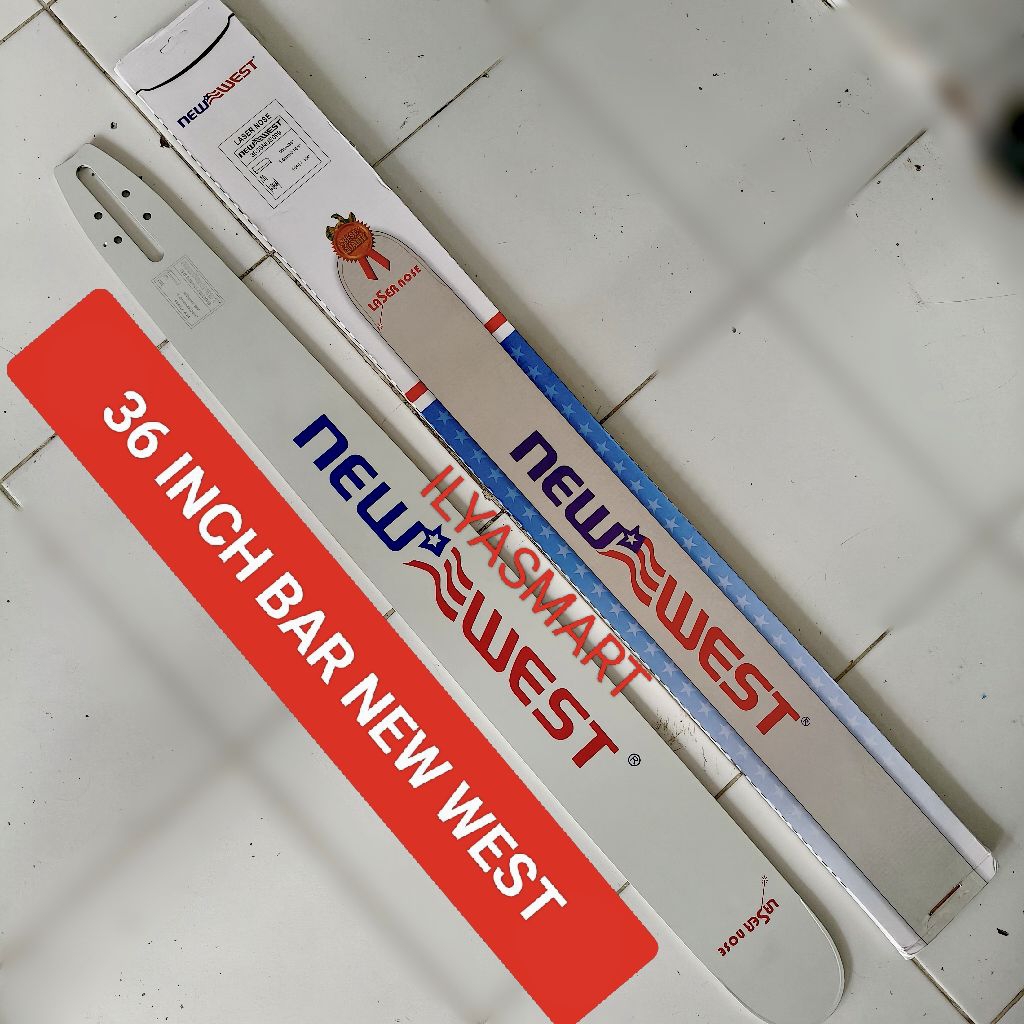 Bar chainsaw besar 36 inch Baja laser NEW WEST panjang 90 cm untuk rantai 52T