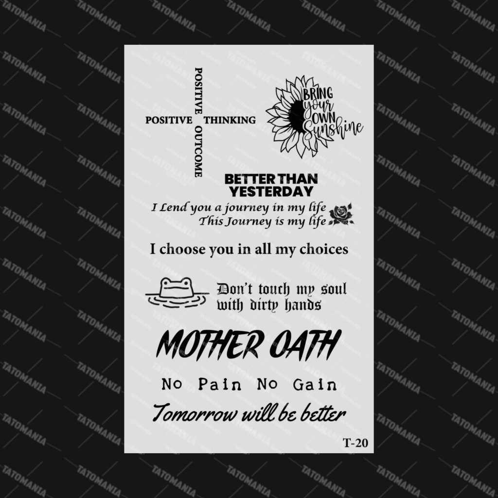 TATOMANIA-Sticker tattoo temporary semi permanent tahan lama tulisan 20