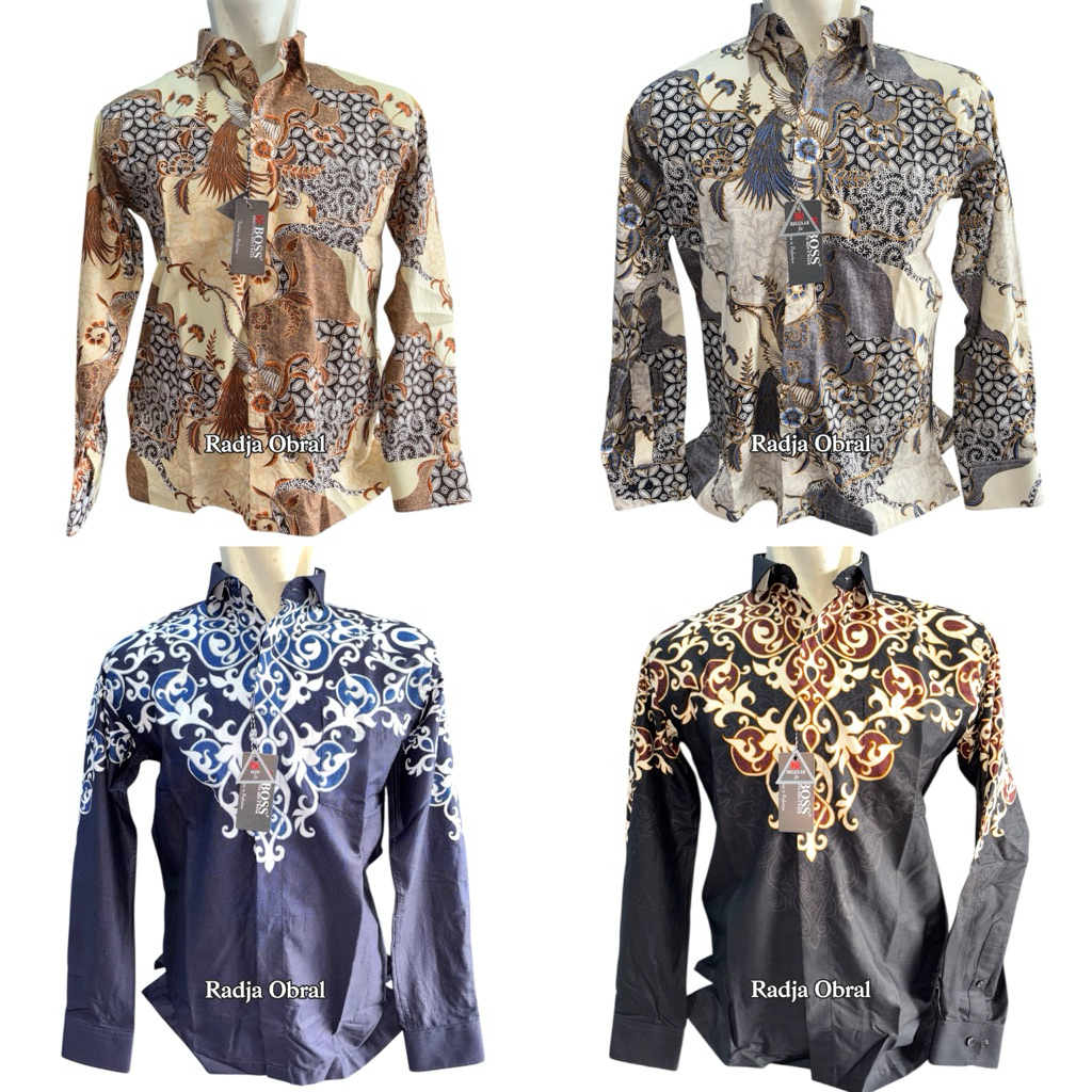 BOSS Kemeja Batik Lengan Panjang