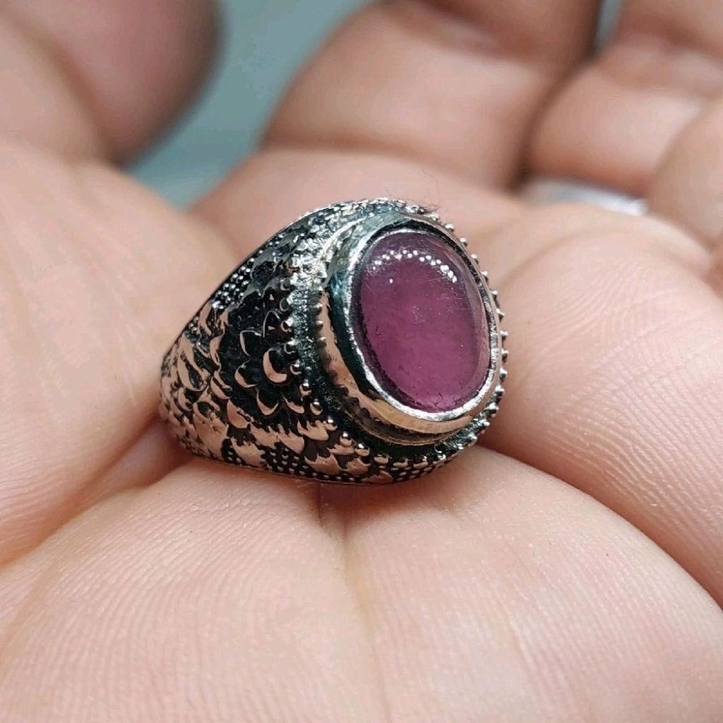 Batu cincin permata ruby mozambique 10mm 11mm asli batu mulia cincin pria
