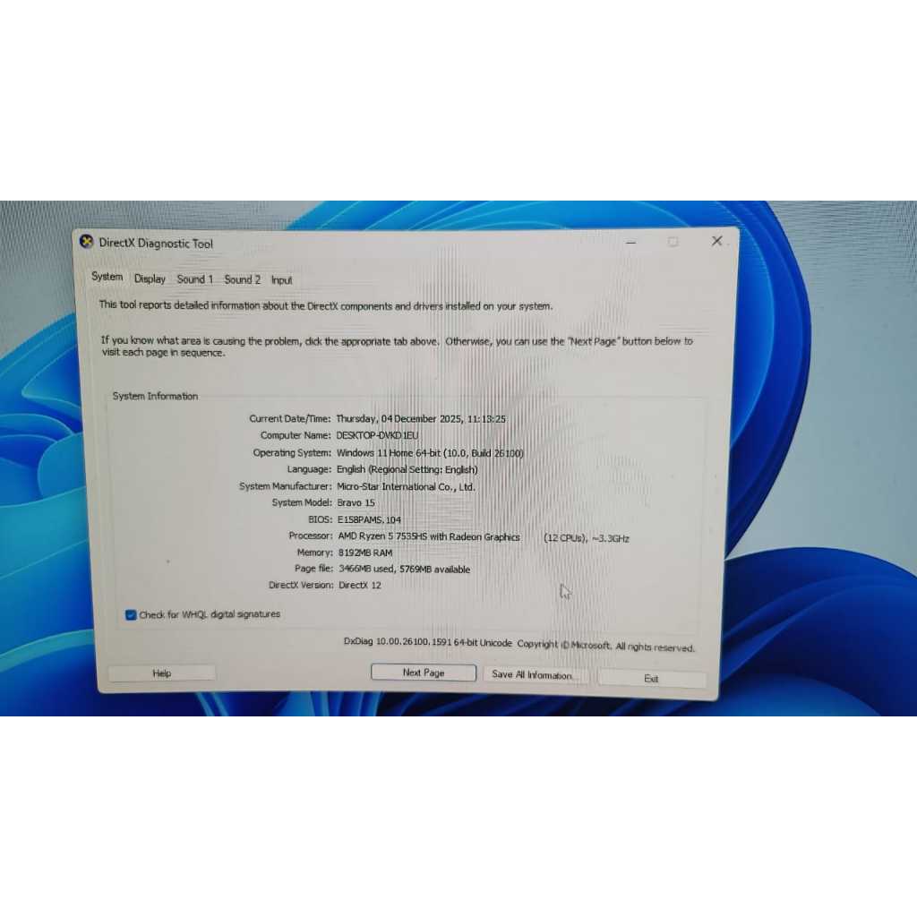 MSI BRAVO 15 B7E MINUS LAYAR