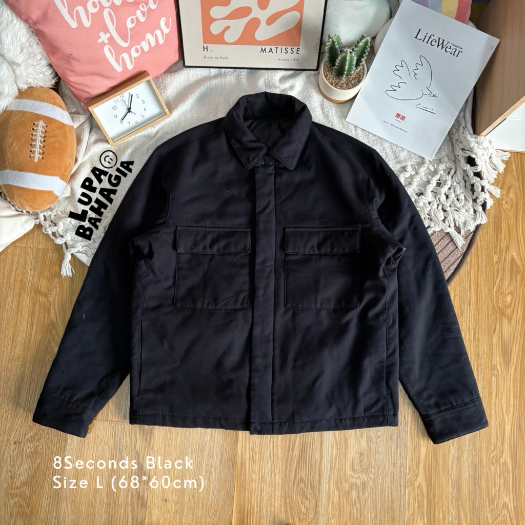 8SECONDS Black Casual Work Jaket size L • 100% Original