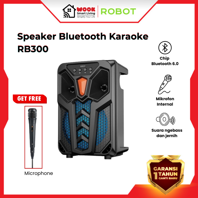 ROBOT Speaker Karaoke Bluetooth Portable Suara Kencang Bass Mantap 6.5 Inch Power 10W Support Karaok