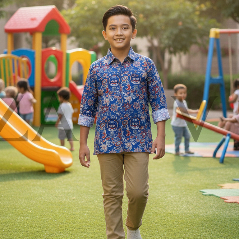 BATIK TK NASIONAL // BATIK TK  BIRU LENGAN PANJANG // BATIK TK IGTKI BIRU LENGAN PANJANG TERLARIS.