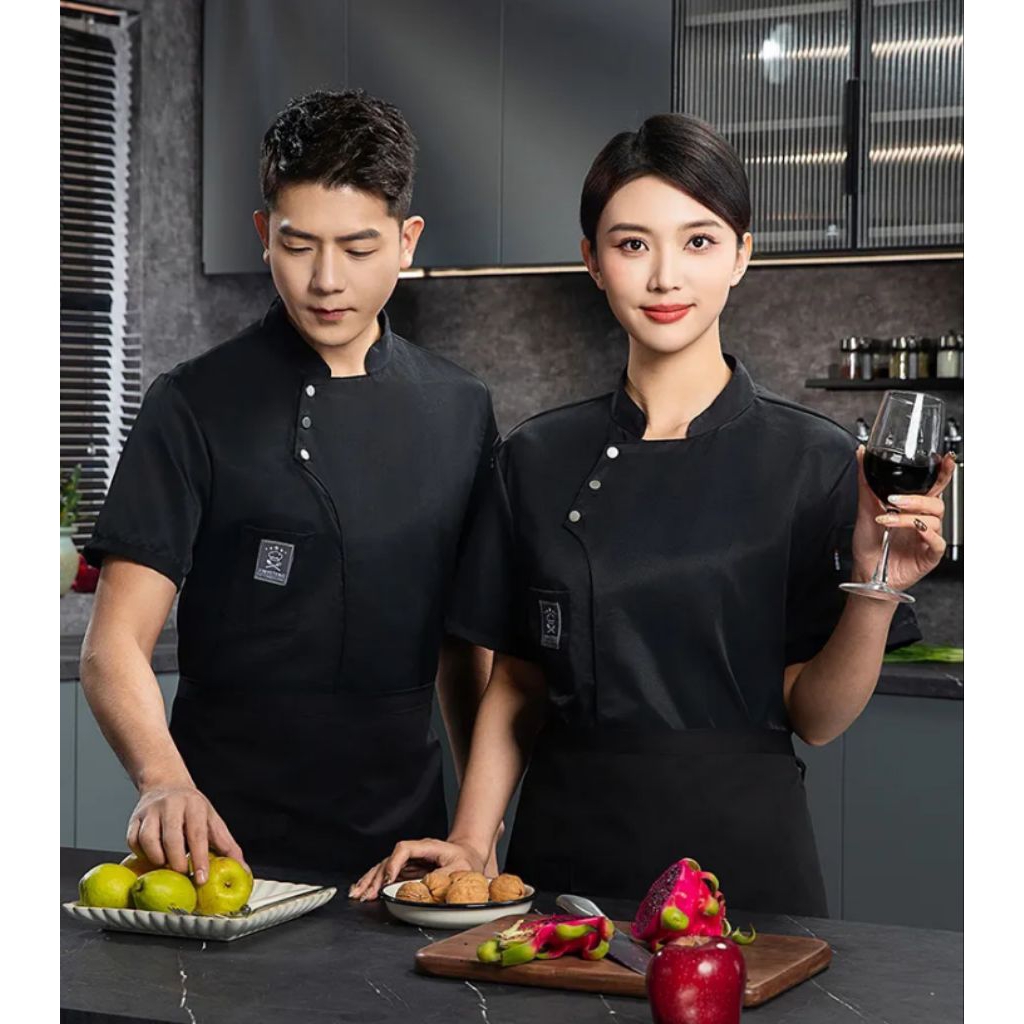 Baju chef baju koki seragam chef unisex lengan panjang baju chef cewek/cowok