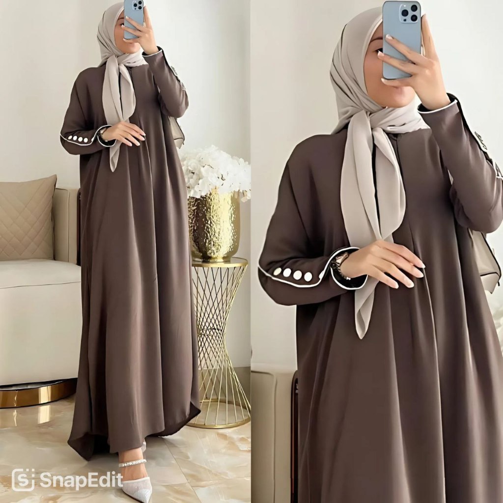 Kaftan Kancing Polos | Kaftan Kasual Ternyaman Semua Acara | Kaftan Sultan Santung Rayon Original Pr