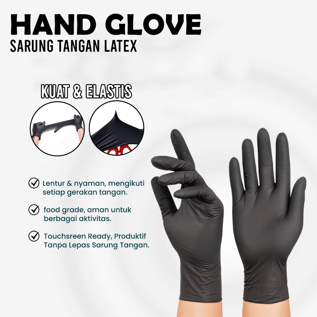 SARUNG TANGAN HITAM LATEKS NITRILE LATEX HANDSCOON HANDGLOVE GLOVES SHAMROCKSENSI