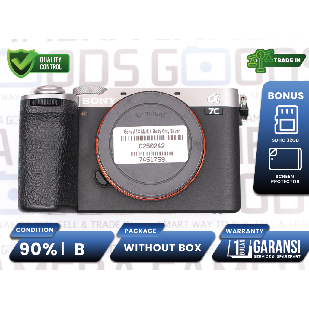 Kamera Sony A7C Mark II Mirrorless Full Frame Body Only Second Bekas Grade B / Alpha A7CII - C250242
