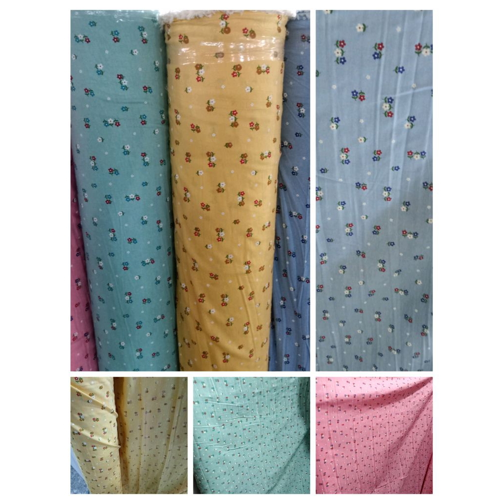 KAIN KATUN OXFORD MOTIF KEMBANG HARGA/0,5M