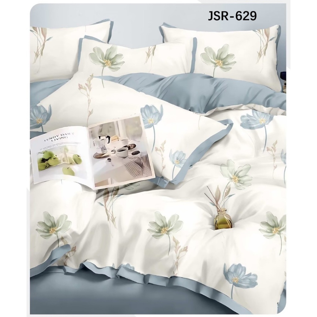 sprei single bahan katun jepang semi reactive kode JSR-629 motif bunga (belum termasuk bed cover)