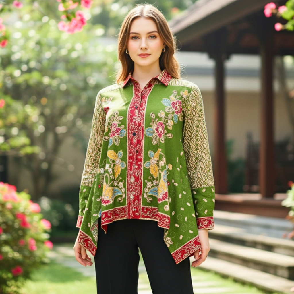 Batik Wanita | Baju Batik Wanita | Batik Tulis Wanita Almajiwa Modern Premium Indriya Hijau