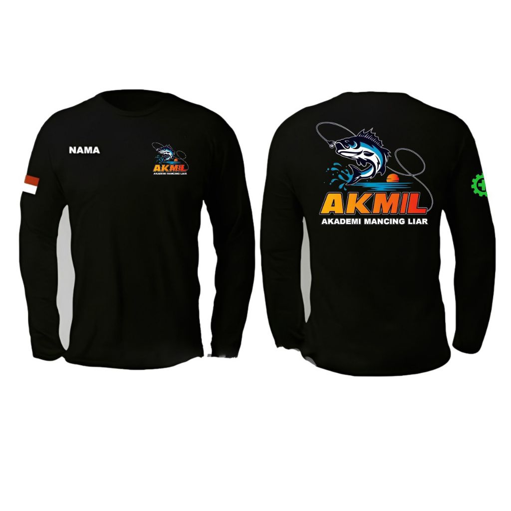 Kaos Lengan Panjang  KAMIL Akademi Mancing Liar t-shirt Unisex Pria Wanita free Nama