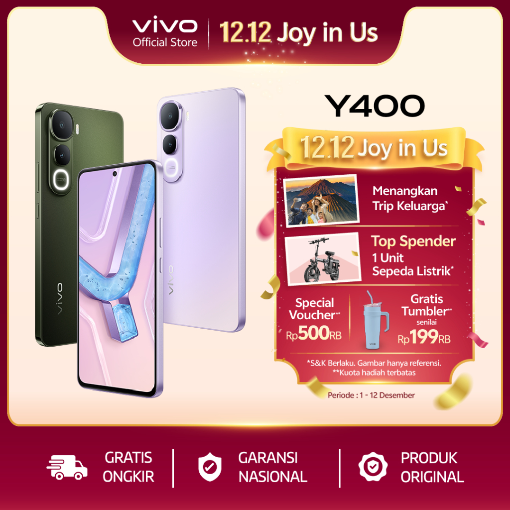 [NEW LAUNCH] vivo Y400 - AMOLED 120Hz Ultra Terang, IP68/69 Tahan Air Ekstrem, 50MP Sony Kamera Unde