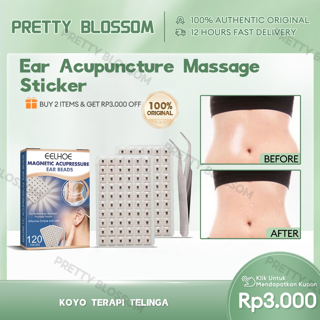 EELHOE Ear Acupuncture Massage Sticker 120pcs Koyo Terapi Telinga Koyo Titik Akupuntur Telinga Mengu