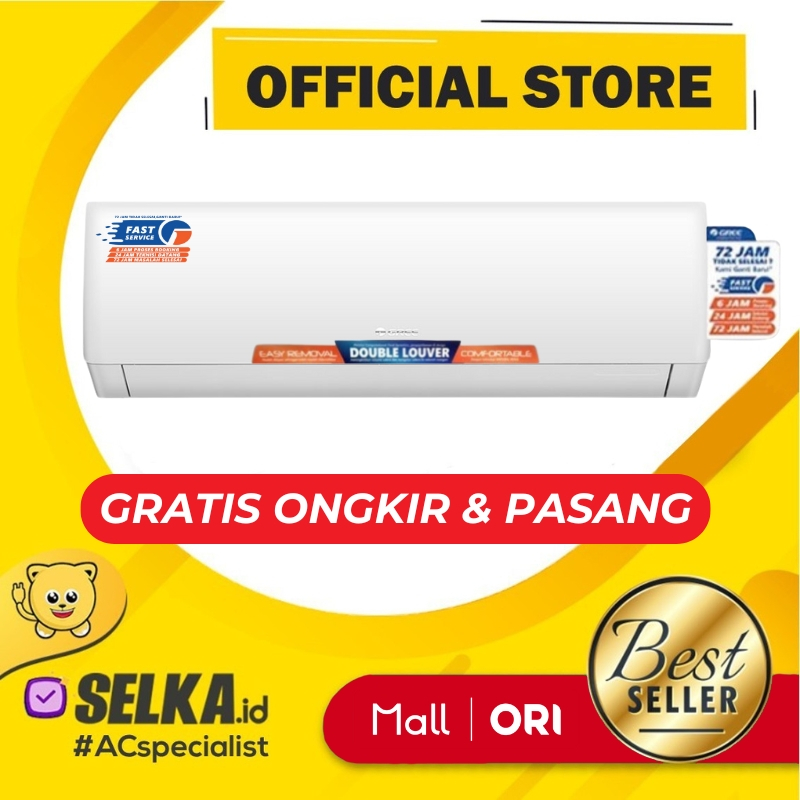 AC GREE GWC-05MOO5S + PASANG AC SPLIT 1/2 PK STANDARD