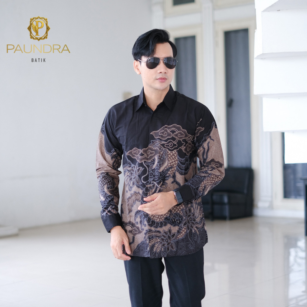Batik Paundra Kemeja Panjang Furing Motif Kaliya Naga Slimfit