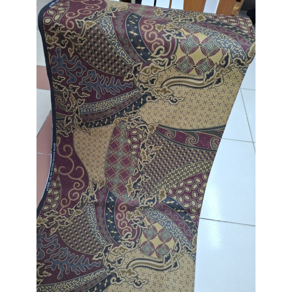 BAHAN BATIK KATUN BAKAL BAWAHAN WARNA BURGUNDI, BATIK KATUN MIDO ORIGINAL, KAIN BATIK KATUN MIDO ORI