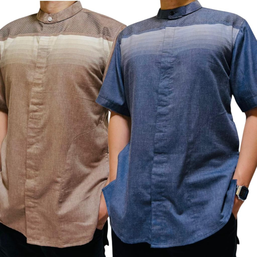 baju koko muslim pria tangan pendek S M L XL XXL XXXL XXXXL bahan katun madinah premium adem lembut 