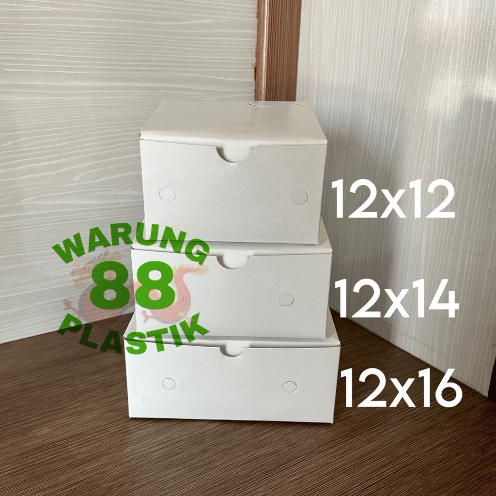 DUS KUE PUTIH POLOS UK 12x12 12x14 12x16 | SNACK BOX | DUS KUE ULANG TAHUN | DUS KUE SOUVENIR