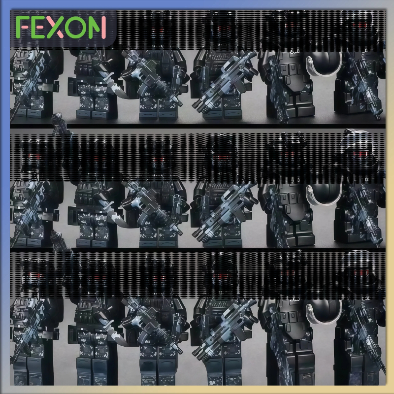 [COD] FEXON Mainan Minifigure SWAT Polisi Hitam / Pasukan Khusus / Brick Tentara Militer dengan Senj