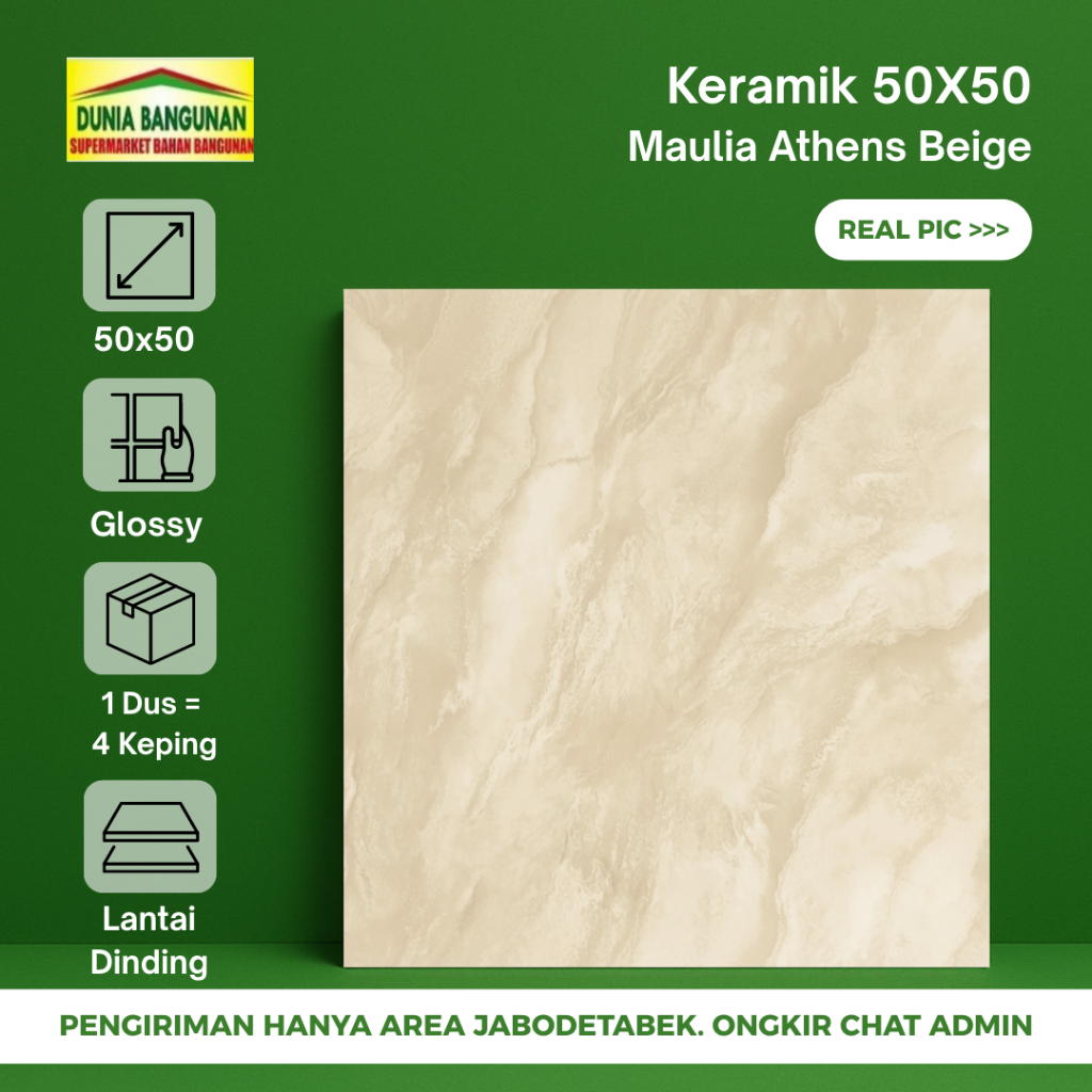 Keramik Lantai 50x50 Lantai Mulia Athens Keramik Glossy Marble Beige Athens