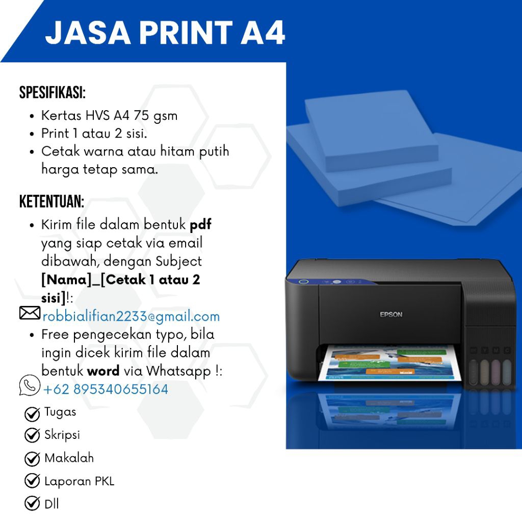 Print/Cetak Dokumen Hitam putih atau Berwarna | Cetak Dokumen Untuk Tugas, Skripsi, Makalah, Laporan