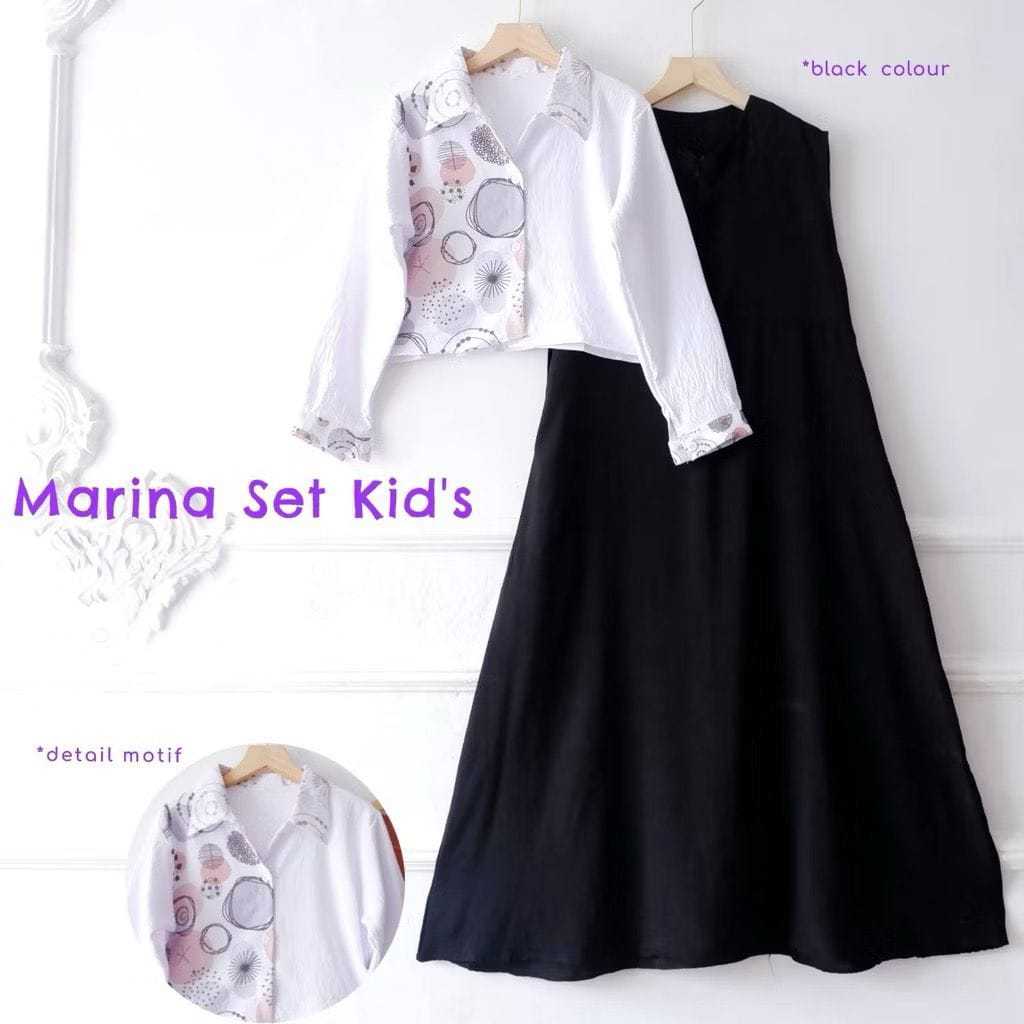 MARINA SET INNER KIDS 7-15TAHUN CRINKLE PRINTING // GAMIS CARDIGAN ANAK // GAMIS ANAK REMAJA // GAMI