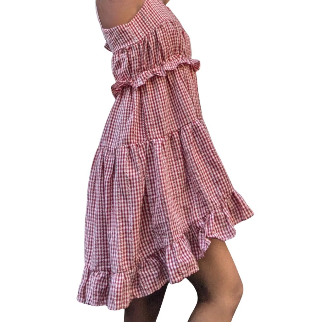 Dress Kotak-Kotak Merah