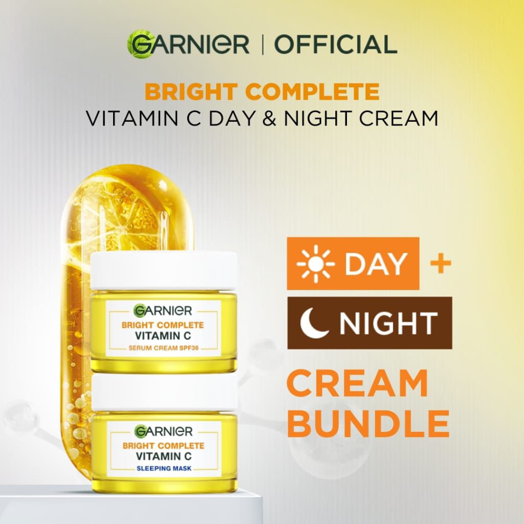 GARNIER Bright Complete Vitamin C Simple Set Day Cream & Night Cream 50 ml Krim Siang & Krim Malam M