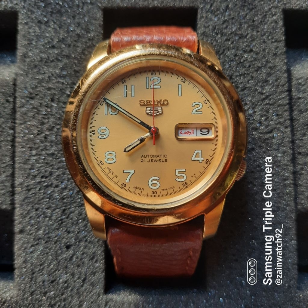 Jam Tangan Seiko 5 SNKK38J1 Military Gold Dial Automatic Original
